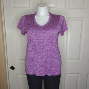 Under Armour HeatGear semi fitted V-neck space dye athletic tee sz L